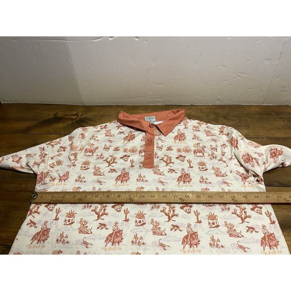 Sendero Provisions Co Polo Shirt Burnt Orange Desert Skull Horse Cactus Large - Picture 10 of 12